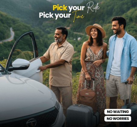 Professional driver welcoming guests to premium taxi